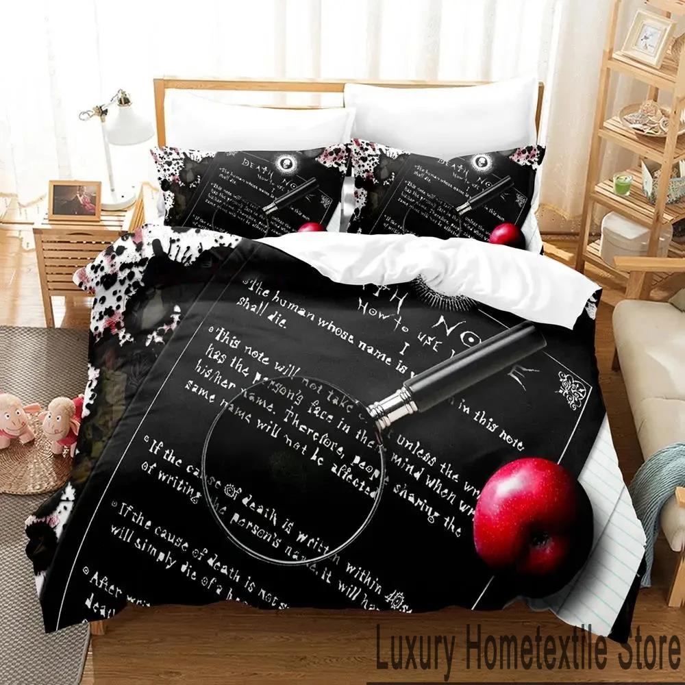 3D Print Death Anime Note Beding Set Young Boys Young Girls Twin Quen King-Sized Dimensionsd Dimensions Soft Duvet Cover Pilowcase Bed boys Adult