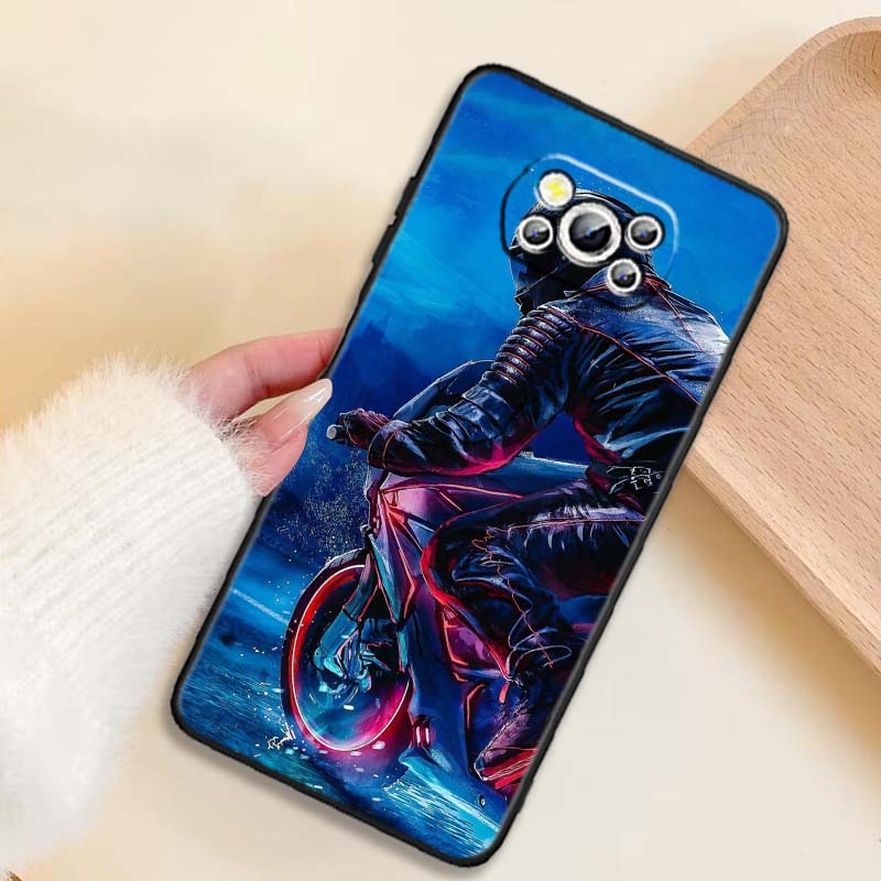 Creative motorcycle rider cool For Xiaomi Mi Poco F3 F4 F5 F6 X3 X4 X5 X6 X7 M3 M4 M5 M6 M7 GT Pro 5G Black Phone Case