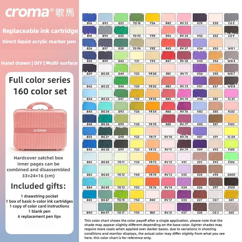 Croma 160/24 Color Replaceable Ink Refill Liquid Soft Tip Acrylic Marker Non Toxic Waterproof School Office Supplies Stationery