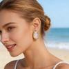 Unique Design Irregular White Shell Stainless Steel Stud Earrings for Women, Elegant High-quality Abalone Shell Jewelry Gifts