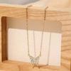Elegant Rhinestone Butterfly Pendant Necklace Simple Thin Metal Chain Choker Necklace Women's Trendy Party Neck Jewelry
