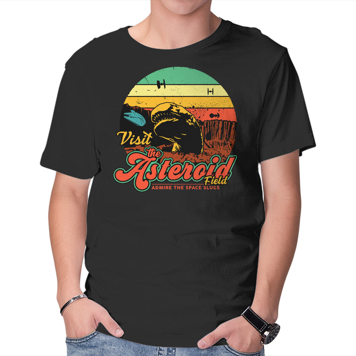 Unisex Crew Neck T-Shirt The Asteroid Field Graphic Short Sleeve Casual Tee XXXL