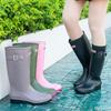Fashion Women's rain shoes New anti slip high boots Solid color waterproof footwear Round head ladies rubber shoes Mujer