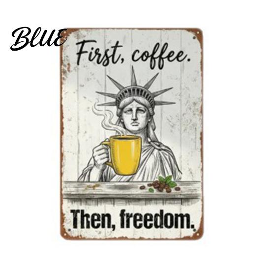 Decorative Metal Plaque The Freedom's Day Off Vintage Signs Retro Statue of Freedom Coffee Beer Detailed Design Humor Sign Distressed Patriotic