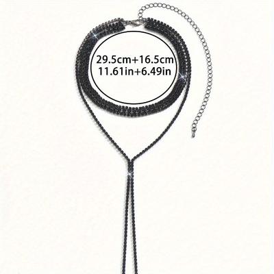 Luxuriöser und eleganter Stil, mehrlagige Quastenkette in Schwarz/Weiß mit funkelnden Strasssteinen für Bräute, zartes Accessoire für einen eleganten Auftritt.