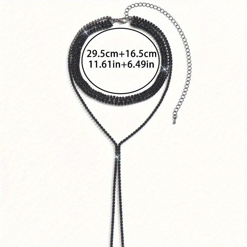 Luxusní a elegantní styl, Černobílý vícevrstvý náhrdelník s třásněmi a kamínky pro nevěsty, Doplňky s jemným temperamentem