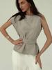 Women's Sleeveless Waist-Gathering Polyester Blouse