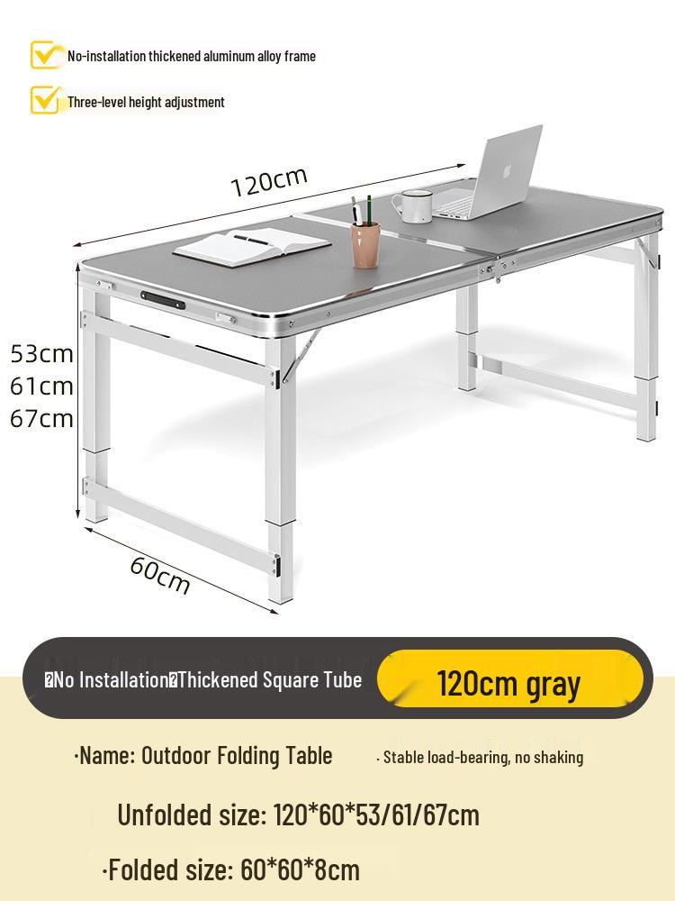 Adjustable Height Aluminum Folding Picnic Table & Chairs Set for Outdoor Camping & BBQ