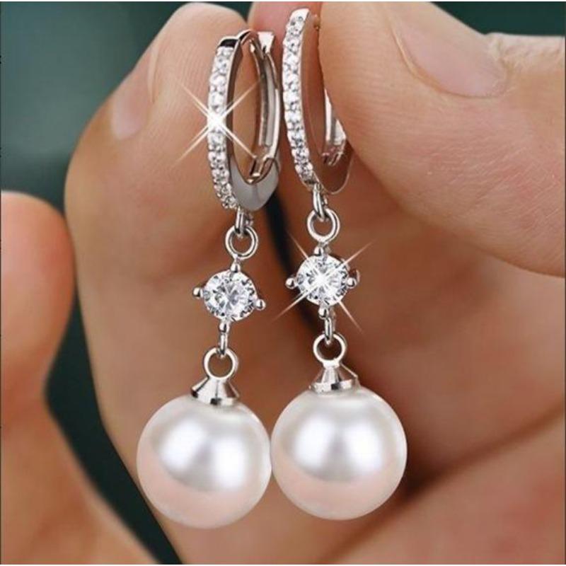 Exquisite Two Wear Zircon Ear Buckles, Fashionable Light Luxury Atmosphere Elegant Women'S Pearl Earrings