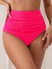 Women's High-Waisted Tummy-Control Slimming Bikini Bottoms with Quick-Dry Ruched Design in Multicolor