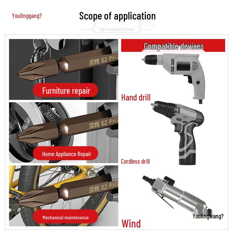 High-Strength Magnetic Phillips Screwdriver Bit Set for Electric Drills