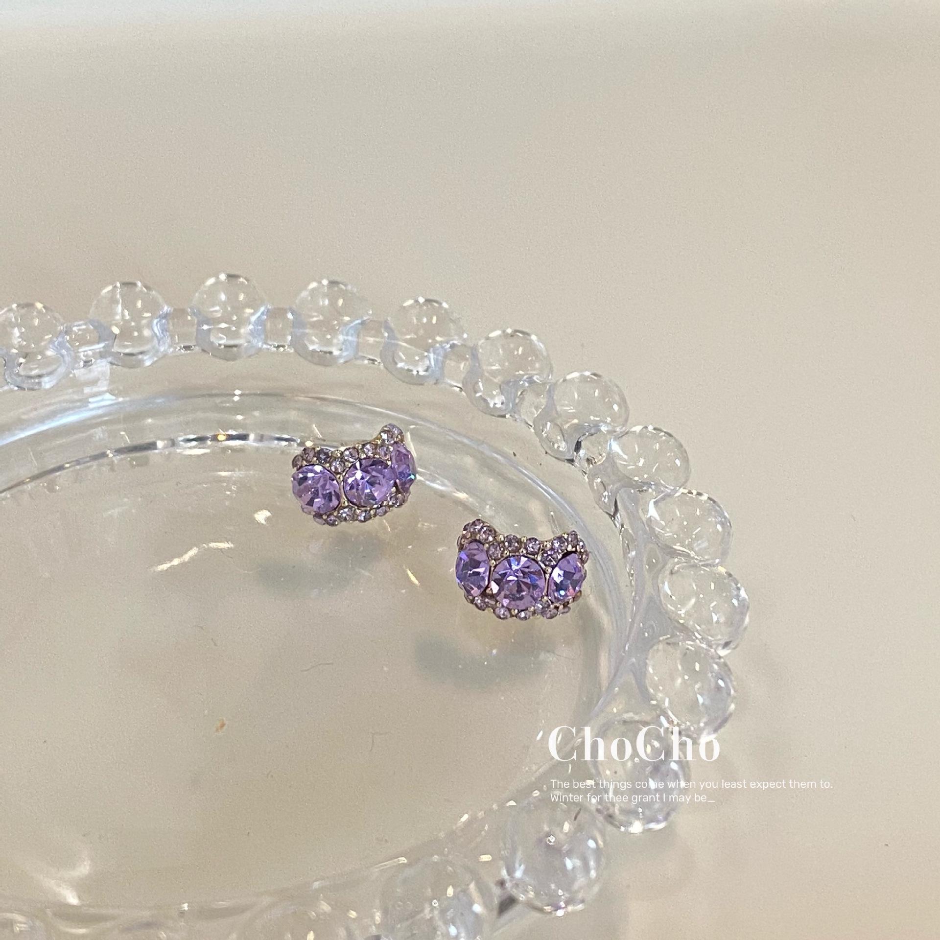 Elegant Purple Zircon Stud Earrings for Women, 2025 Trendy High-End Jewelry