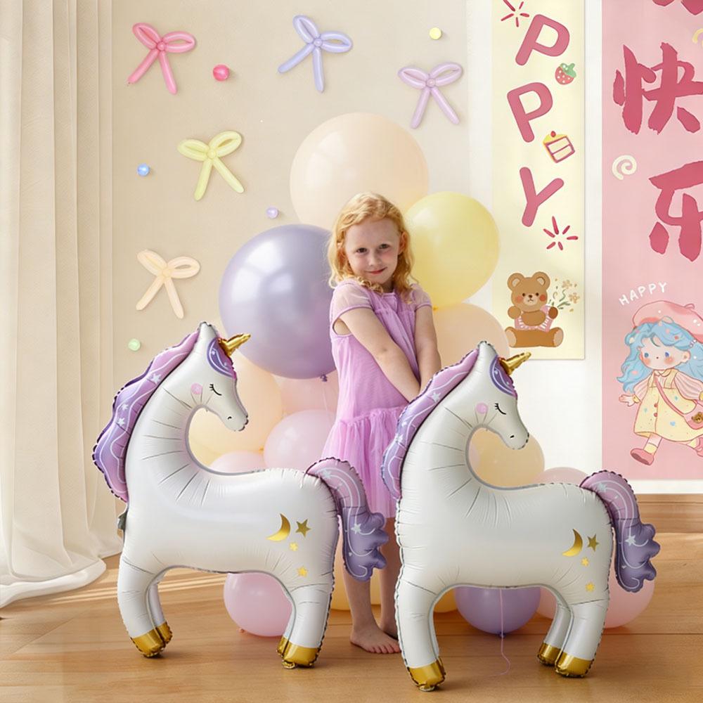 Korean Style Matte Unicorn Carousel Balloons for Kids' Birthday Decoration