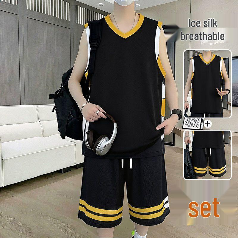 Men's 2026 Summer Ice Silk Quick-Dry Vest and Shorts Set