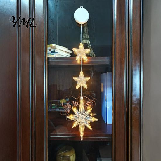 LED Window Decoration Star Moon Hanging Light, Warm String Lights, Christmas Tree Pendant Decorations Decorative Atmosphere Lamp for Home Holiday