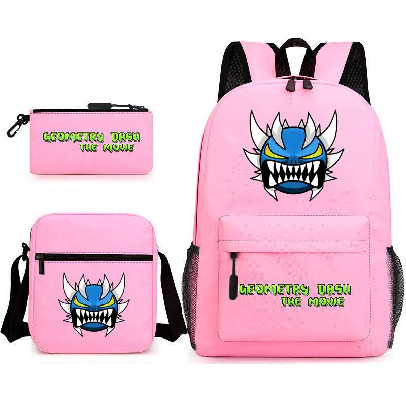 Geometry sprint game backpack geometry dash heat transfer backpack elementary school bag leisure bag