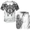 Vintage Shorts Set 3D Jesus T-Shirt Männer Casual Herren T-Shirt + Shorts Sets Herren Sport Sets T-Shirt Männer Outfits Oversize Set 2 Stück