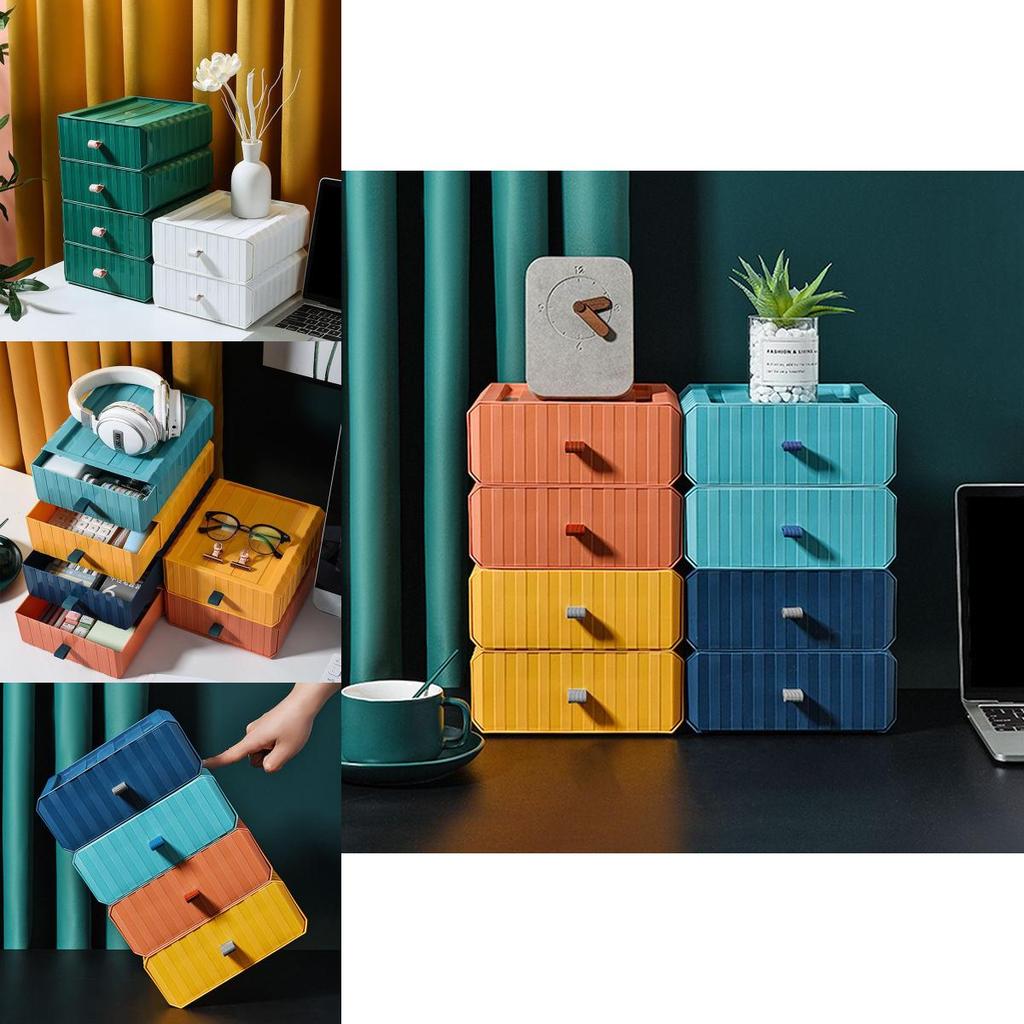 Durable Desktop Organizer Storage Box With Mini Drawer For Cosmetics And More