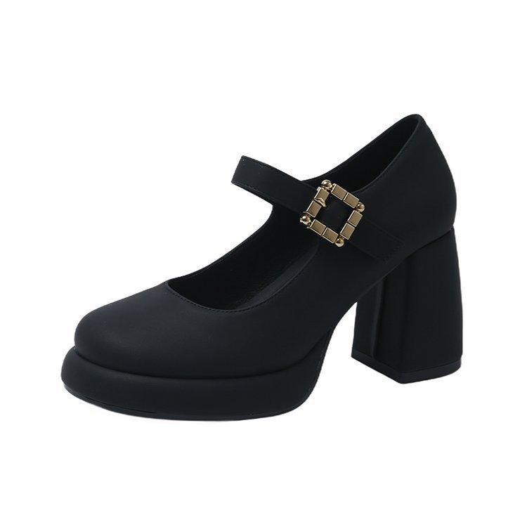 

[youshilai] French white Mary Jane high heels for women 2025 new gentle evening small leather shoes for women 34