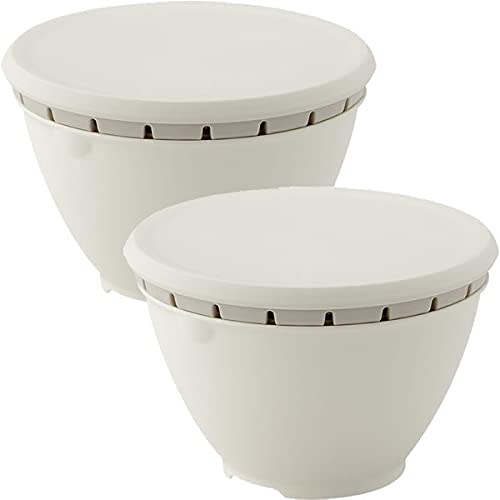 Liberalista Bowl and Colander Set, Small, 18cm Diameter, White, Set of 2 | Cooking Bowl, Cooking Bowl, Colander with Lid, Microwave and Dishwasher Saf