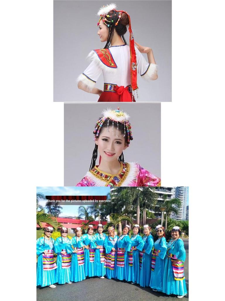 Tibetské etnické dámské vlasové doplňky: Květinové pokrývky hlavy a šperky