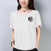 Sommer Neues Übergrößen Damen Kurzarm T-Shirt für Damen, Füllige MM Locker und Schlankmachend Fleisch und Alter Reduzierend Besticktes Top für Damen