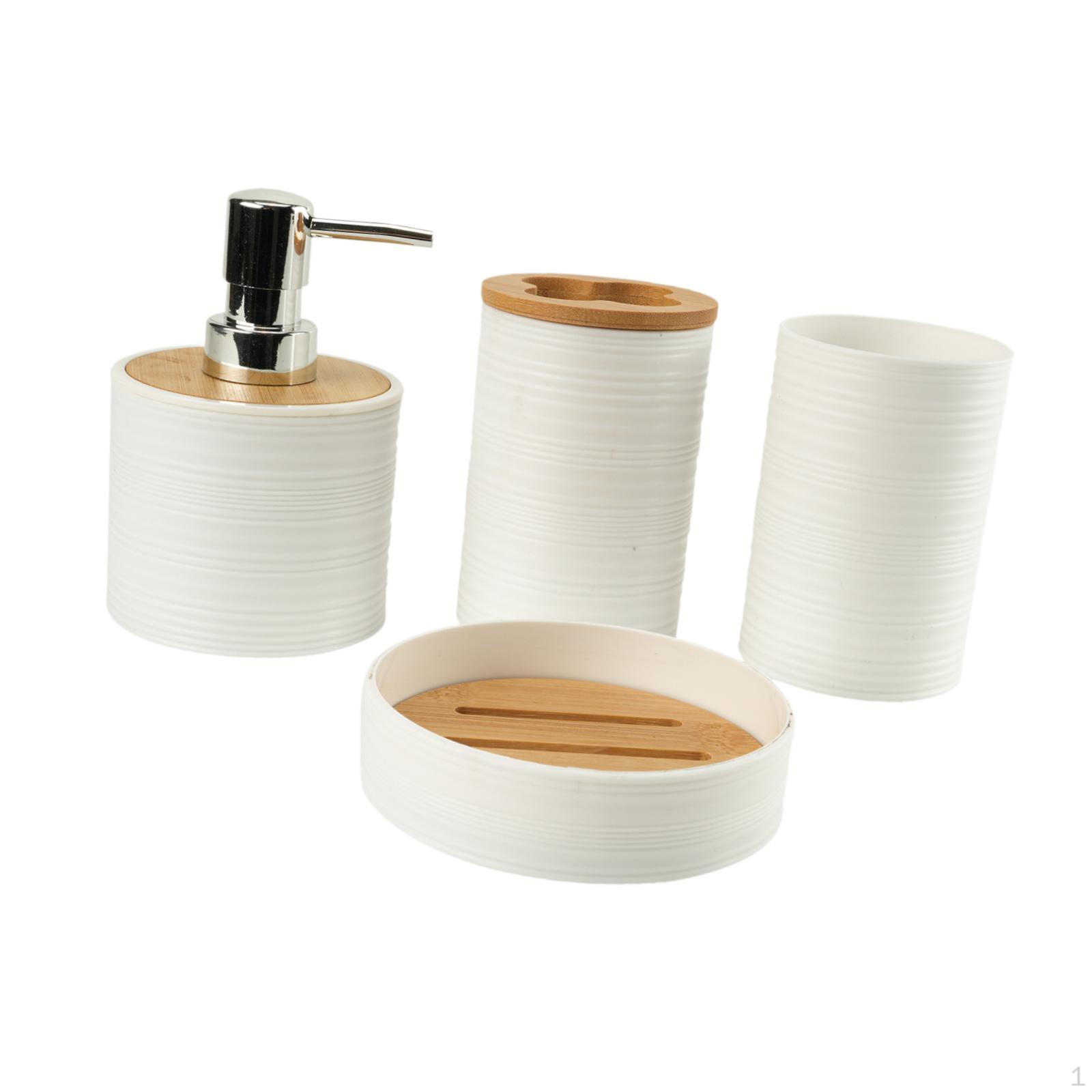 

Набор из 4 предметов для ванной комнаты, декор для мыльницы, держатель для зубных щеток, аксессуары белый