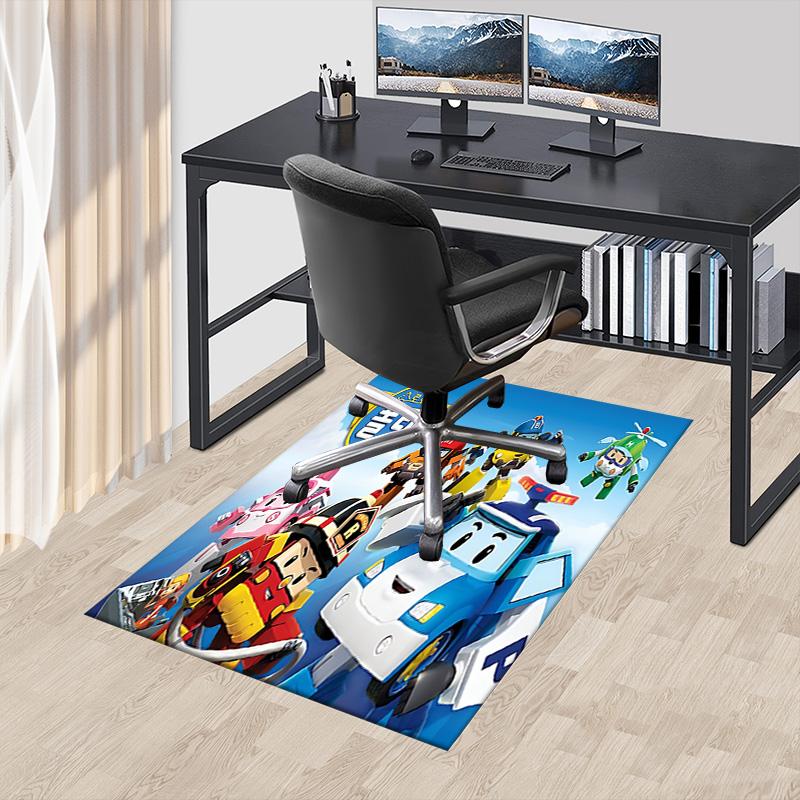 1pc Robocar Poli Adventure Carpet for Playroom Bedroom Living Room Sofa Home Decor,kids Game Area Rug Non-slip Floor Mat Y730154