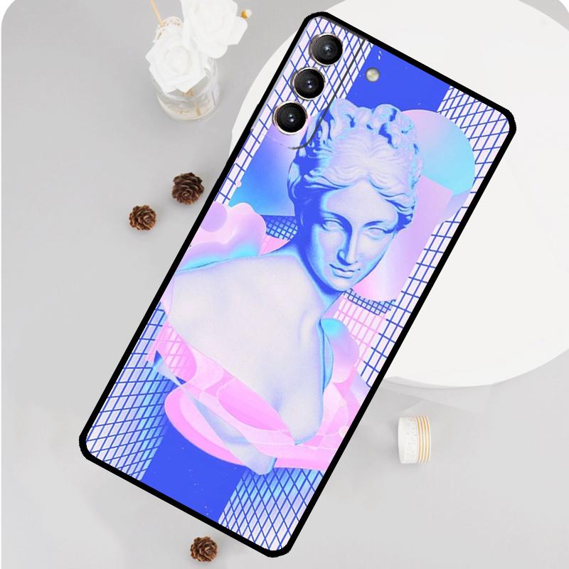 Great Wave Retro Cyber Statue Phone Case For Samsung Galaxy S26 S25 S24 S20 S21 S22 S23 Ultra S10 Plus S25 FE Funda Cover
