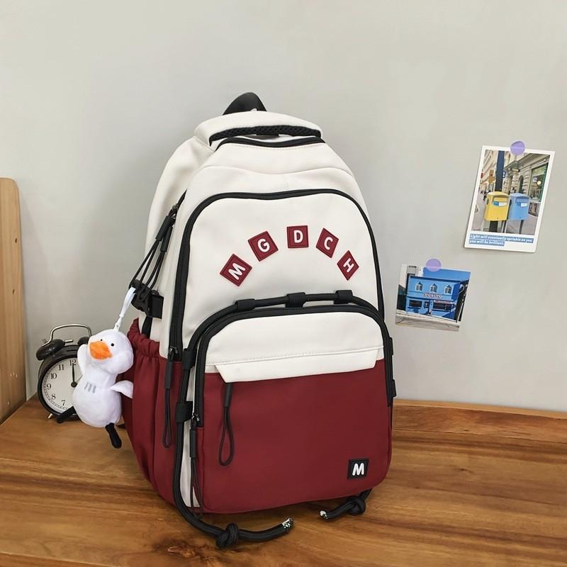 

Large Capacity Vintage Retro School Backpack Waterproof Nylon Gender Neutral червоний