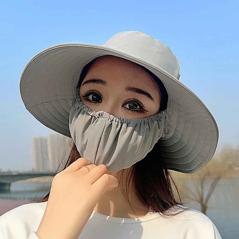 

Солнцезащитный козырек с широкими полями для закрытия лица, защита от солнца и дышащая солнцезащитная шляпа серый