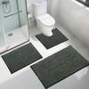 3-teiliges Badvorleger-Set Verdickt Weich Flauschiger Teppich Matten Toilette Badewanne Wohnzimmer Eingangsbereich Super Saugfähige Fußbodenmatten