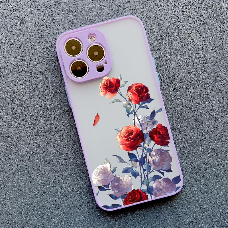 Rose Flower Phone Case For iPhone 11 Case iPhone 15 14 Pro Max 11 12 13 Pro Max Mini XR XS X 7 8 14 15 Plus SE2 Shockproof Cover