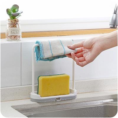 Bathroom Towel Hanging Rack Soap Holder Dish 2 In 1 Kitchen Utensil Box Rag Storage Racks