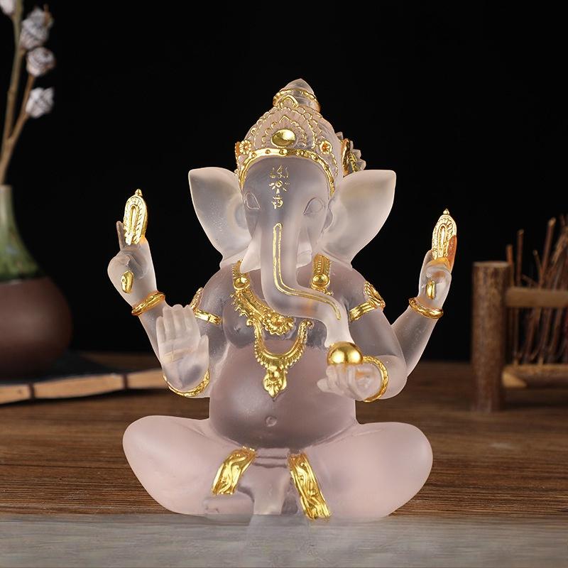 Statua Fatta a Mano in Resina del Signore Ganesha Statuetta Dio Elefante Ganpati per Altare di Casa Decorazione Indù Regalo di Prosperità