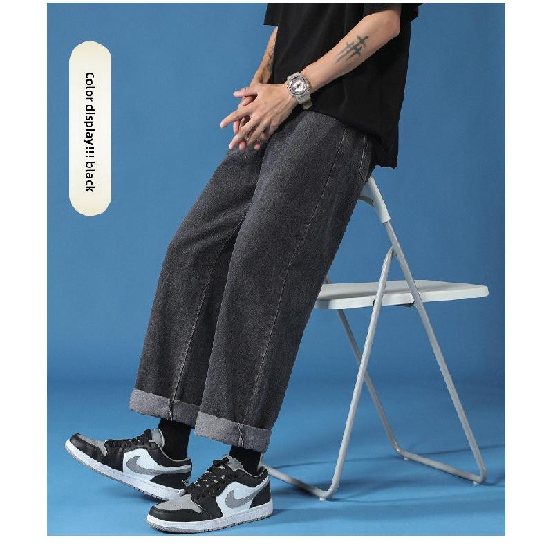Men's jeans 2026 new style loose straight casual long pants wide-leg pants