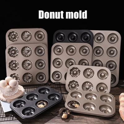 Donut Pişirme Kalıbı 6'lı Karbon Çelik Yapışmaz Donut Kalıbı Pişirme için Kolay Çıkarma Donut Kalıpları Kekler Muffinler Turtalar için Çok Fonksiyonlu Pişirme Kabı