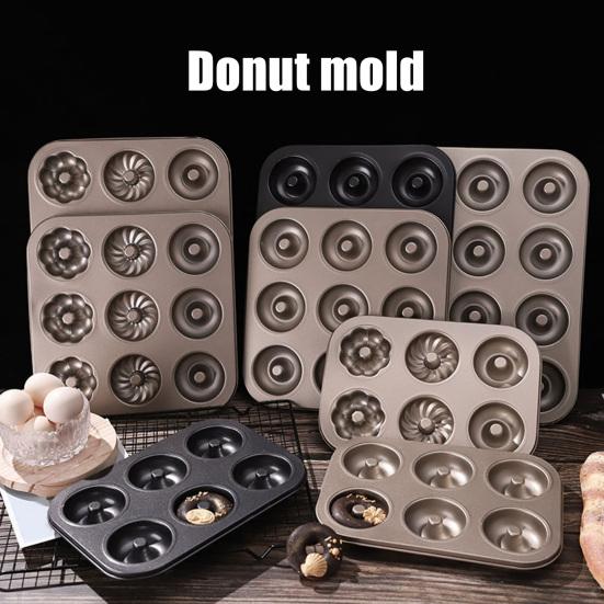 Donut Baking Pan 6-Count Carbon Steel Nonstick Donut Pan for Baking Easy Release Doughnut Molds Multifunctional Bakeware for Cakes Muffins Pies
