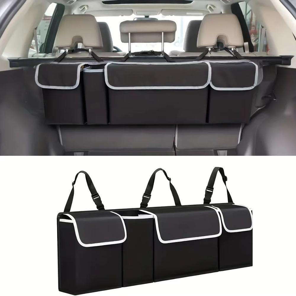 Car trunk storage bag SUV car seat back hanging bag Multi functional storage mesh bag Car interior storage items