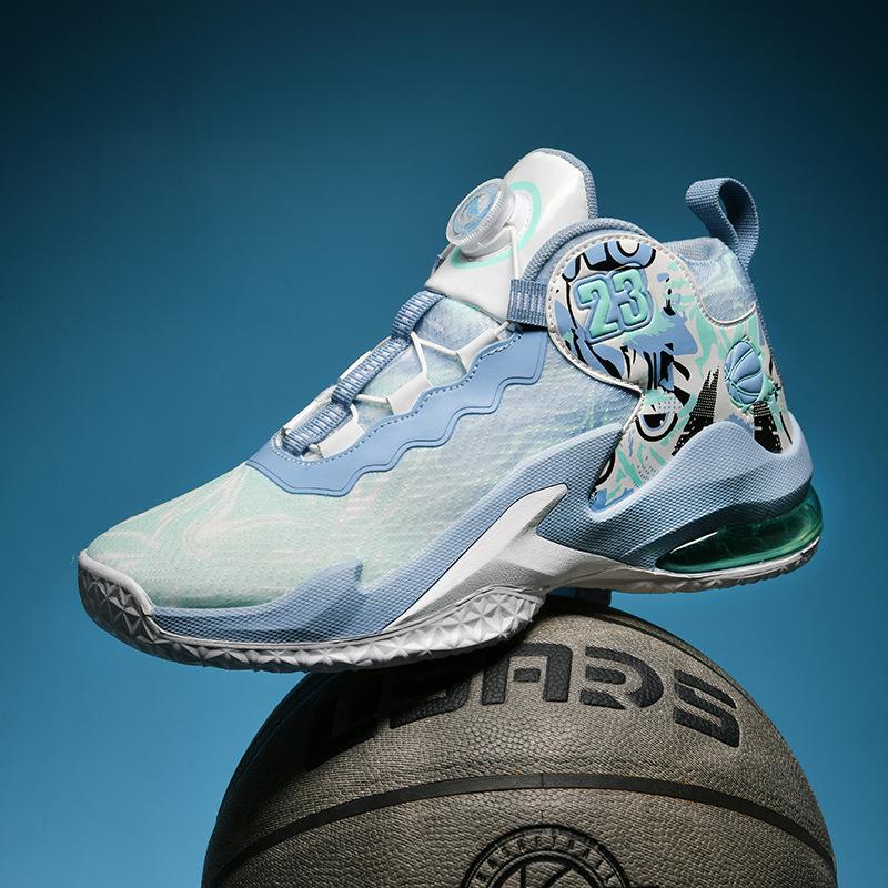 Rotary buckle mesh basketball shoes men's low-top combat boots students actual combat cement floor air cushion running shoes sports shoes