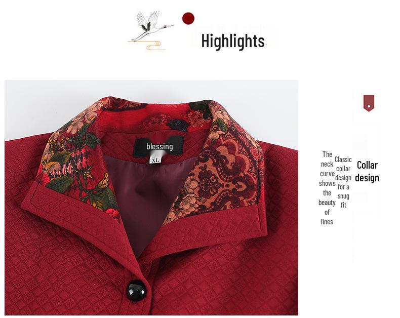 Elderly Women's Chinese Style Plus Size Turn-Down Collar Jacket - Fashionable Spring and Autumn Top for Grandma