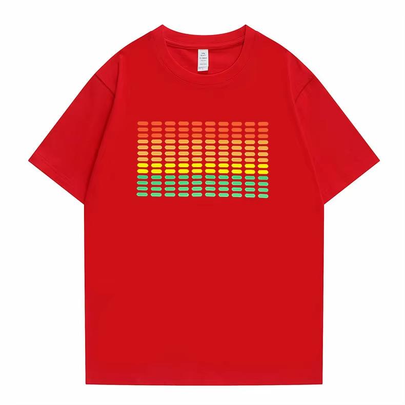 Popolare Equalizzatore Attivo al Suono El Tshirt Equalizzatore Light Up Down Led Tshirt Lampeggiante Attivato dalla Musica T-shirt a LED Unisex Unisex Tee