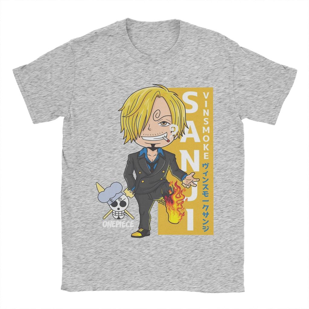 Mens Chibi Sanji T Shirts Ones Pieces Pure Cotton Clothes Leisure Short Sleeve Crewneck Tees Birthday Gift TShirt