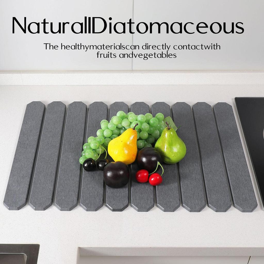 Foldable Stone Dish Drying Mat Diatomite Tableware Pads Non-slip Reusable Dish Drainer Mat Kitchen Accessories