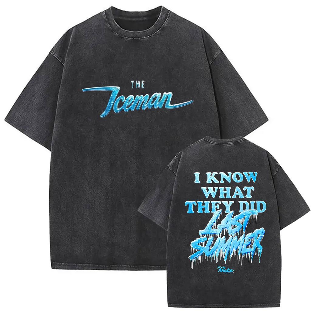 T-shirt Vintage Lavé Drake Iceman 'I Know What They Did Last Summer' Album 2026 Hommes Femmes Décontracté Surdimensionné Confortable Coton