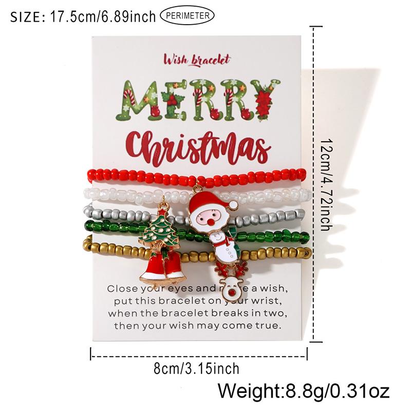 Christmas Colorful Beads Multi Element Pendant Bracelets For Women Santa Claus Tree Elk Bracelet Party Jewelry