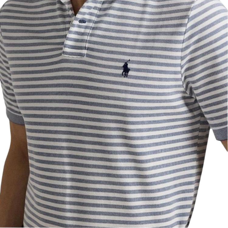 Polo Ralph Lauren Ribbed Knit Striped Button Short Sleeve Polo Shirt Men tops 710971044-002