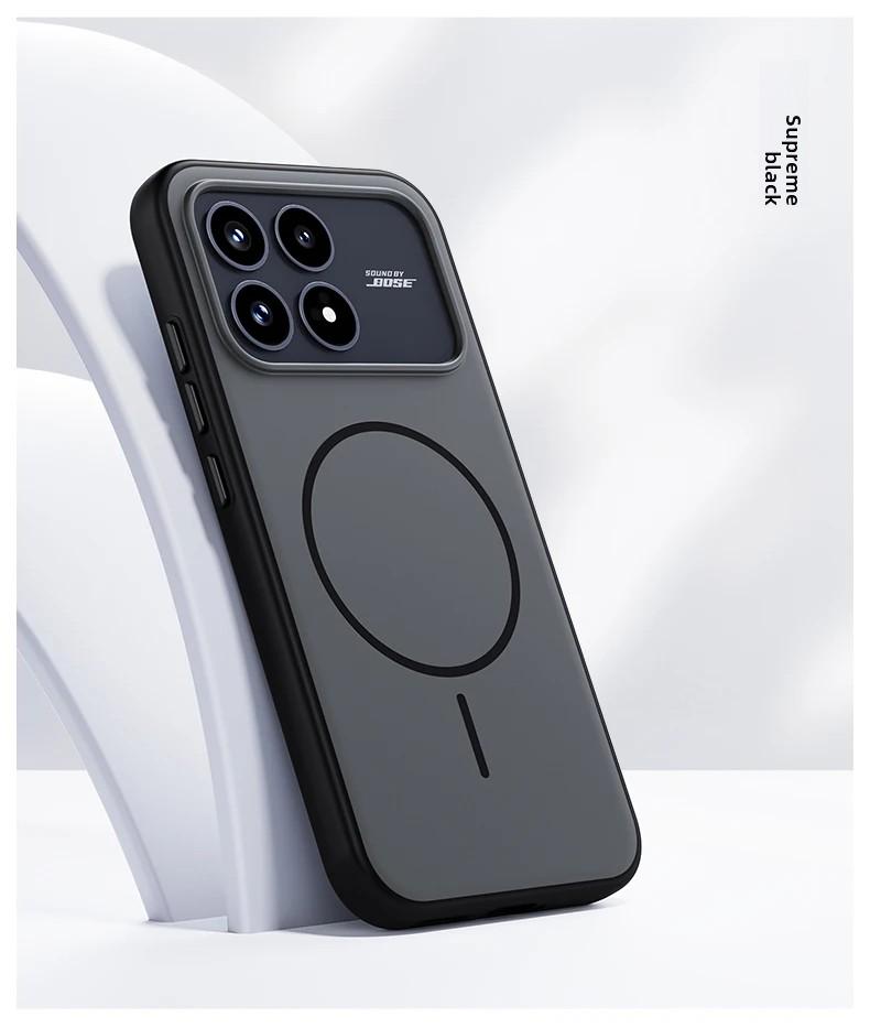 

Матовый чехол-магнит для телефона с ощущением кожи для Xiaomi Redmi K90 Pro Max MagSafe Беспроводная зарядка Мягкий край Противоударный чехол Redmi K90 Pro Max чёрный