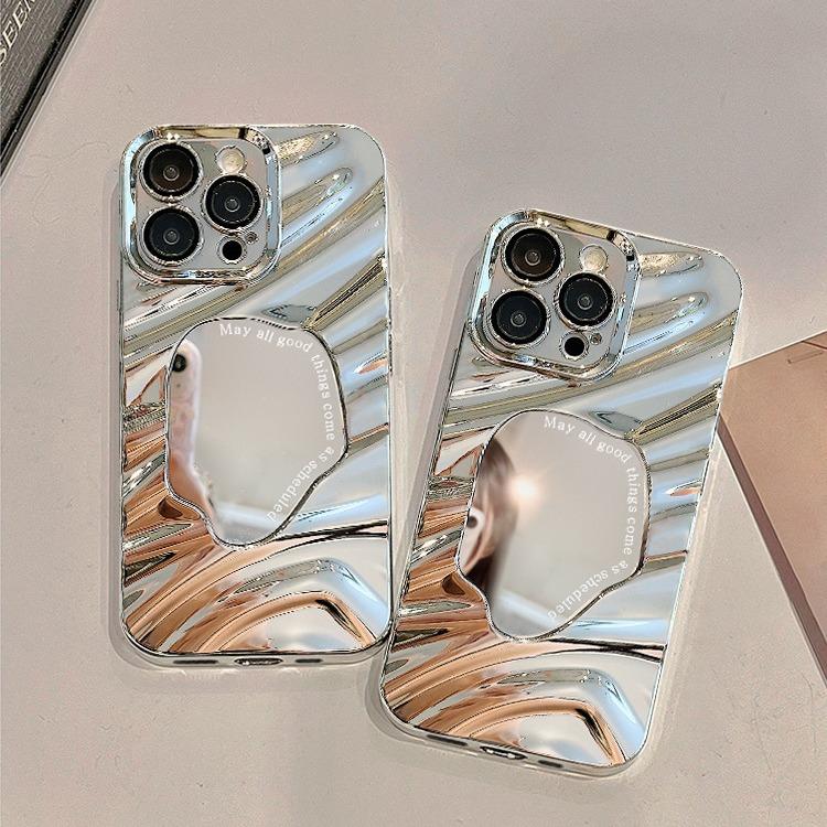Applicable Huawei mate60pro mobile phone case Honor 90/80 electroplated silver wave pleated mirror nova11 advanced