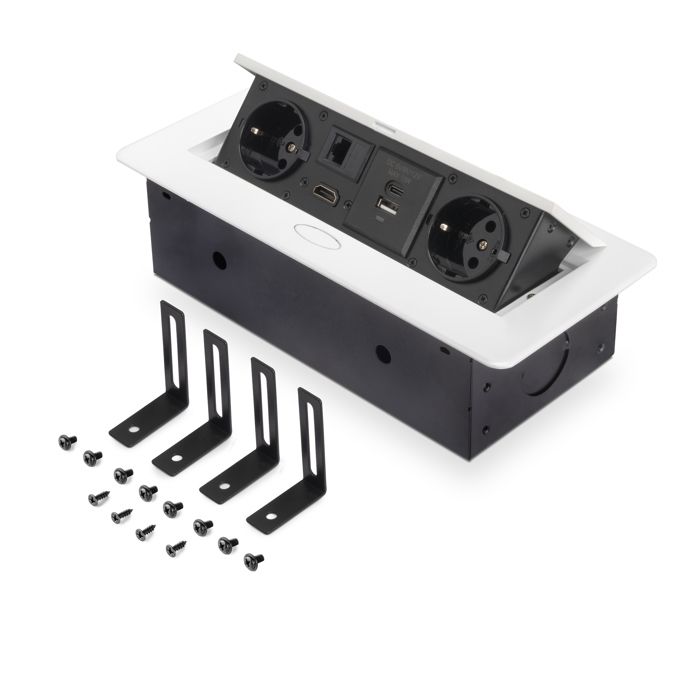 Multiconnecteur - emuca - atom 26 a+c - bureau - blanc - usb, hdmi, rj45